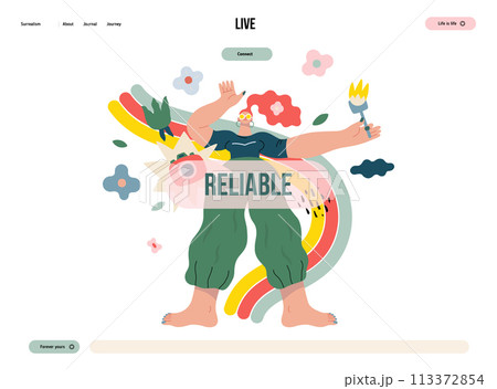 Life Unframed: Photo rainbow -modern flat vector concept illustration of a photographer and rainbow. Metaphor of unpredictability, imagination, whimsy, cycle of existence, play, growth and discovery 113372854