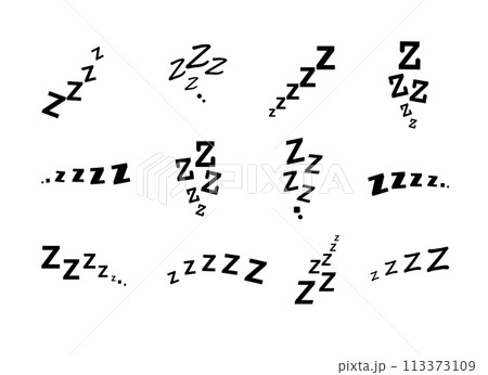 Zzz bed sleep snore icons snooze nap Z sound . Sleepy yawn or insomnia sleeper alarm clock Zzz line icons of goodnight deep sleep, bored or tired 113373109