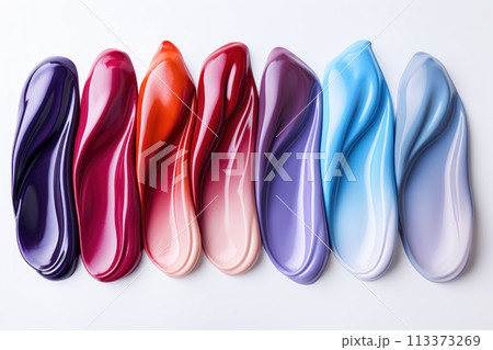 Collection different of multicolored smears of nail polish isolated on white background Collection different of multicolored smears of nail polish isolated on white background 113373269