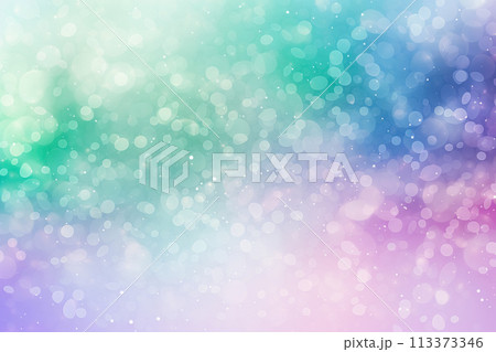 Blur background with bright lights, bokeh and colorful white, green, lilac gradient, abstract festive pattern, shiny texture for party, birthday 113373346