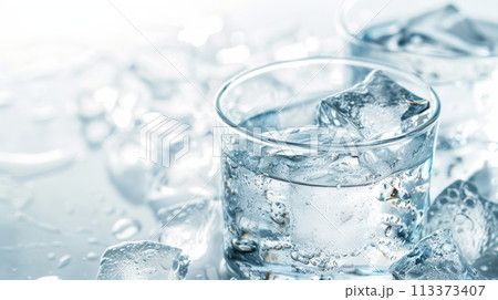 Refreshing Glass of Cold Water with Ice Cubes, Perfect for Hot Summer Days and Hydration Needs Refreshing Glass of Cold Water with Ice Cubes, Perfect for Hot Summer Days and Hydration Needs 113373407