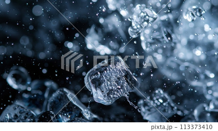 Ice Cubes Falling Through Midair Captured With High-Speed Photography 113373410