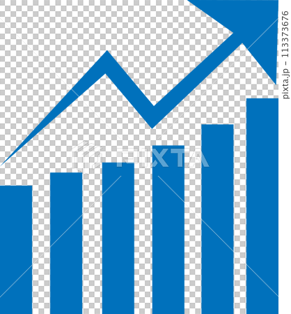 右肩あがりのグラフと上昇する矢印 113373676