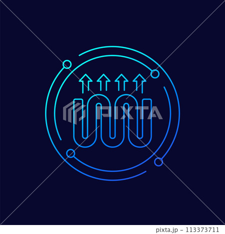 underfloor heating icon with a pipe, linear design 113373711