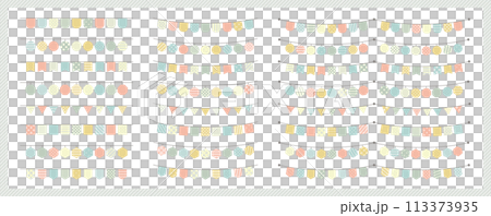 ガーランド　旗　セット　カラフル　ポップ　装飾　飾り罫　バリエーション　線画　シンプル　かわいい 113373935