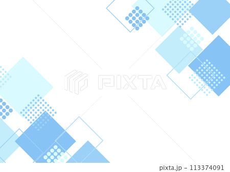 正方形　模様　青　フレーム 113374091