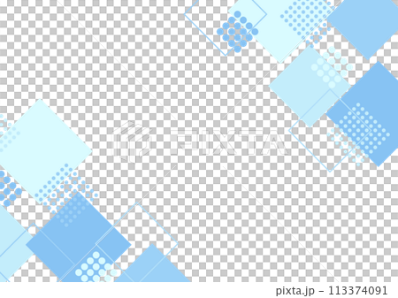 正方形　模様　青　フレーム 113374091