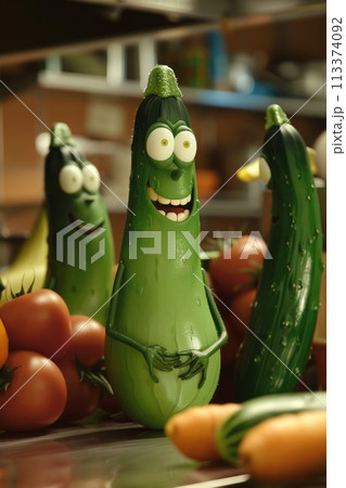 Funny vegetables in the refrigerator. Funny vegetables in the refrigerator. 113374092