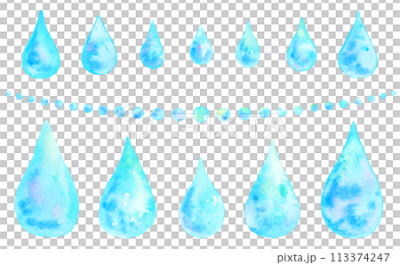 しずく水彩イラストセット　 113374247