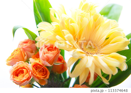 明るいフラワーアレンジ 113374648