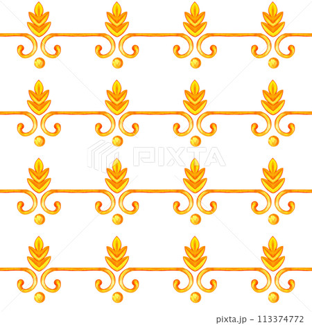 monogram border seamless twisted drawn in watercolor for invitations, weddings 113374772