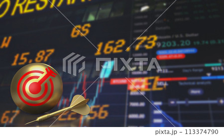 The gold dart and  target ball or Business concept 3d rendering. 113374790