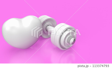 The white dumbbell for health or fitness concept 3d rendering. The white dumbbell for health or fitness concept 3d rendering. 113374793