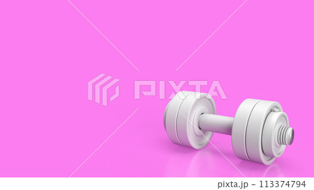 The white dumbbell for health or fitness concept 3d rendering. 113374794