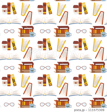Packing paper World Book Day flat seamless pattern Packing paper World Book Day flat seamless pattern 113375309