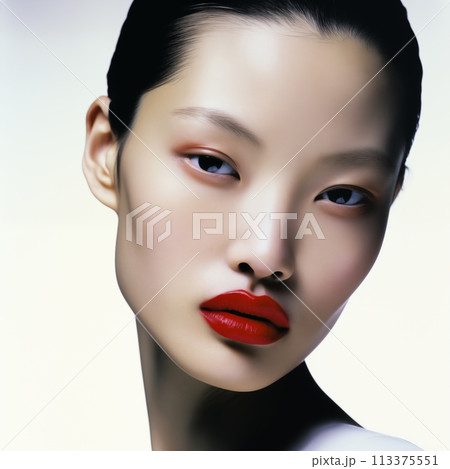 AI GENERATED IMAGE OF A BEAUTIFUL WOMAN WEARING LIPSTICK 113375551