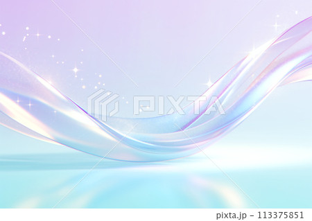 キラキラと幻想的なパステルカラーの波形の背景 キラキラと幻想的なパステルカラーの波形の背景 113375851