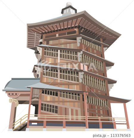 会津さざえ堂 観光地イラストアイコン 会津さざえ堂 観光地イラストアイコン 113376563