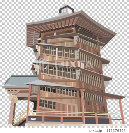 会津さざえ堂 観光地イラストアイコン 会津さざえ堂 観光地イラストアイコン 113376563