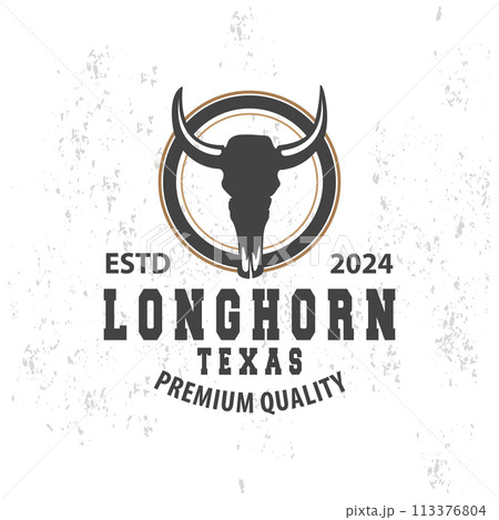 LongHorn Animal Logo Design, Farm Retro Vintage Horn Minimalist Simple Template Illustration LongHorn Animal Logo Design, Farm Retro Vintage Horn Minimalist Simple Template Illustration 113376804