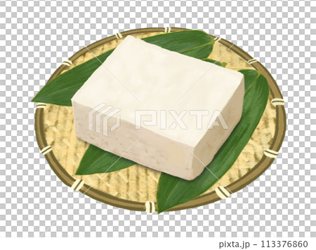Tofu (with colander and bamboo leaves) 113376860