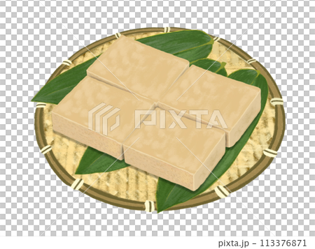 高野豆腐(4個)ザル、笹の葉付き 高野豆腐(4個)ザル、笹の葉付き 113376871