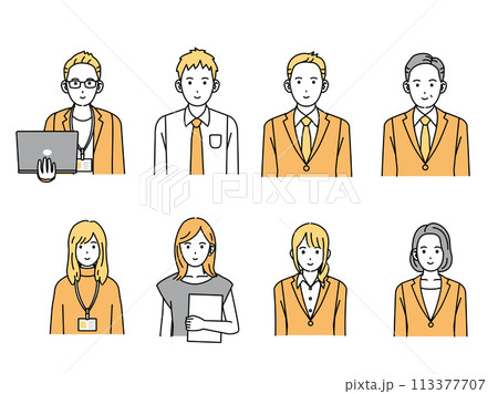 ビジネスパーソン、フリーランスで働く人々のイラスト 113377707