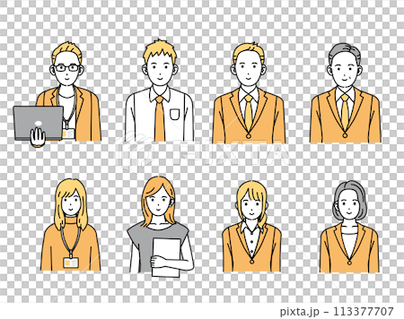 ビジネスパーソン、フリーランスで働く人々のイラスト 113377707