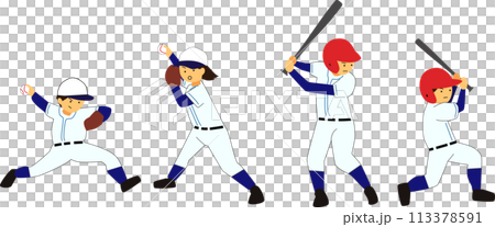 一個孩子打棒球的插圖 113378591