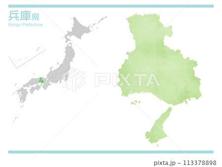 日本地図 兵庫県のベクターイラスト 113378898