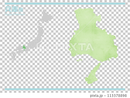 日本地図 兵庫県のベクターイラスト 113378898