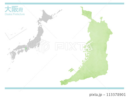日本地図 大阪府のベクターイラスト 113378901