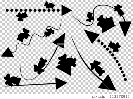 Butterfly-tailed Demekin arrow illustration icon set 113378913
