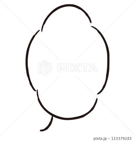 シンプルでおしゃれな手描きの吹き出し（白黒・単体・縦書き） 113379283