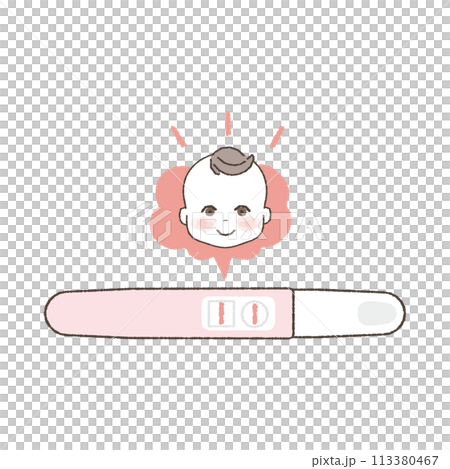 Pregnancy test, positive illustration. 113380467