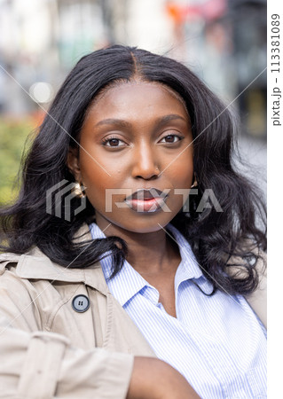 Serene Urban Portrait of a Young African Woman Serene Urban Portrait of a Young African Woman 113381089