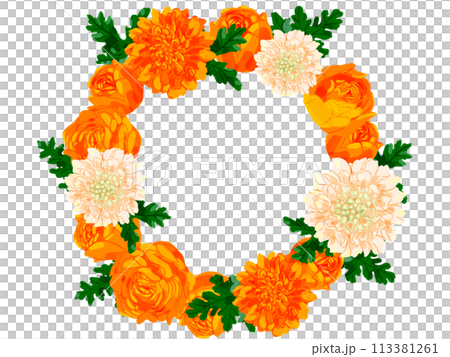 橘色玫瑰花環 113381261