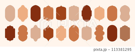 Ramadan Islam Shapes. Vector Indian Frame Element. Arabic Arch, Door and Windows In Boho Style 113381295