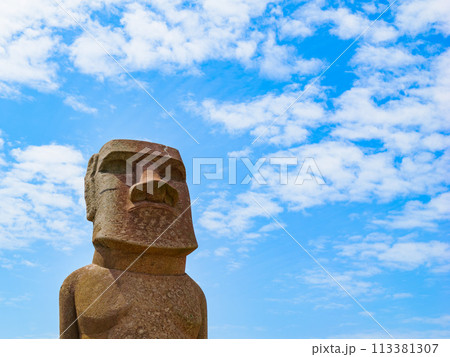 モアイ像　イースター島　文字スペース右 113381307