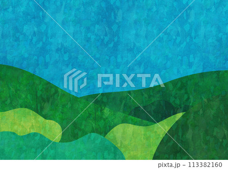 和紙テクスチャが入った、緑色の背景 和紙テクスチャが入った、緑色の背景 113382160