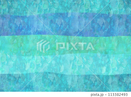 和紙テクスチャが入った、水色の横縞模様 和紙テクスチャが入った、水色の横縞模様 113382493