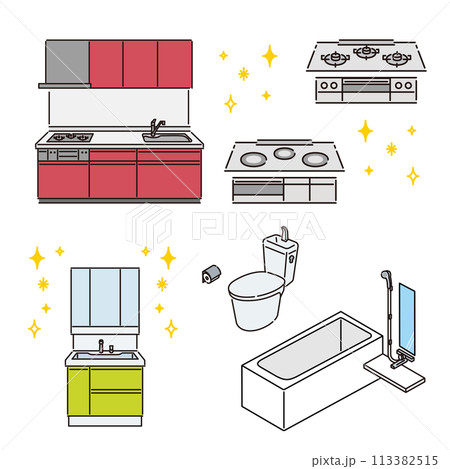 住宅リフォーム：水廻り設備4点セット（ビルトインコンロ付き） 113382515