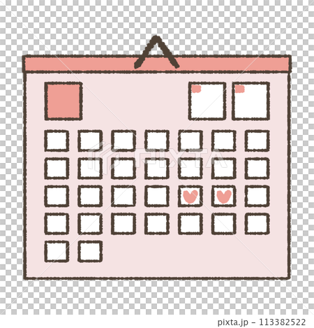 タイミング法、印の付いたカレンダーのイラスト。 タイミング法、印の付いたカレンダーのイラスト。 113382522