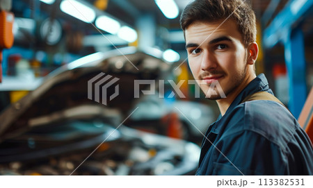 自動車整備士の白人男性 113382531