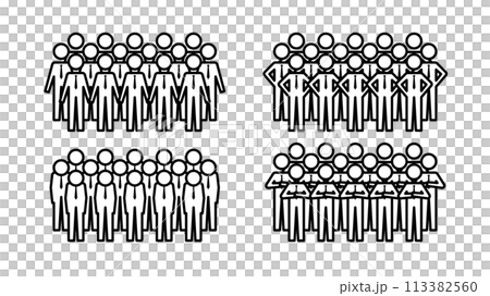 Human-shaped pictogram Set of businessmen wearing ties Line width variable 113382560
