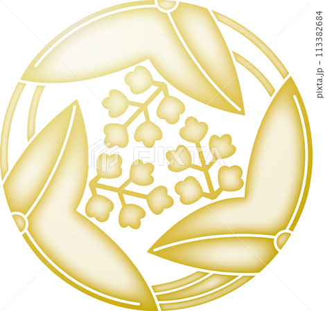 家紋　三つ割り沢瀉【金色】 113382684