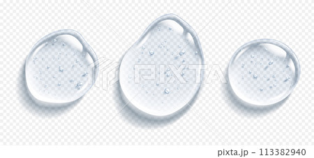 Collagen gel clear drops realistic vector illustration set 113382940