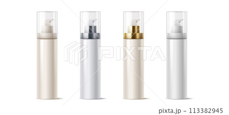 Blank dispenser bottles realistic vector illustration set Blank dispenser bottles realistic vector illustration set 113382945