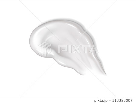 Realistic 3D smear of white cream on an isolated white background Realistic 3D smear of white cream on an isolated white background 113383007