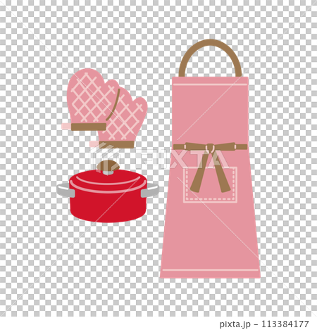 Apron and kitchen utensils illustration (color) 113384177